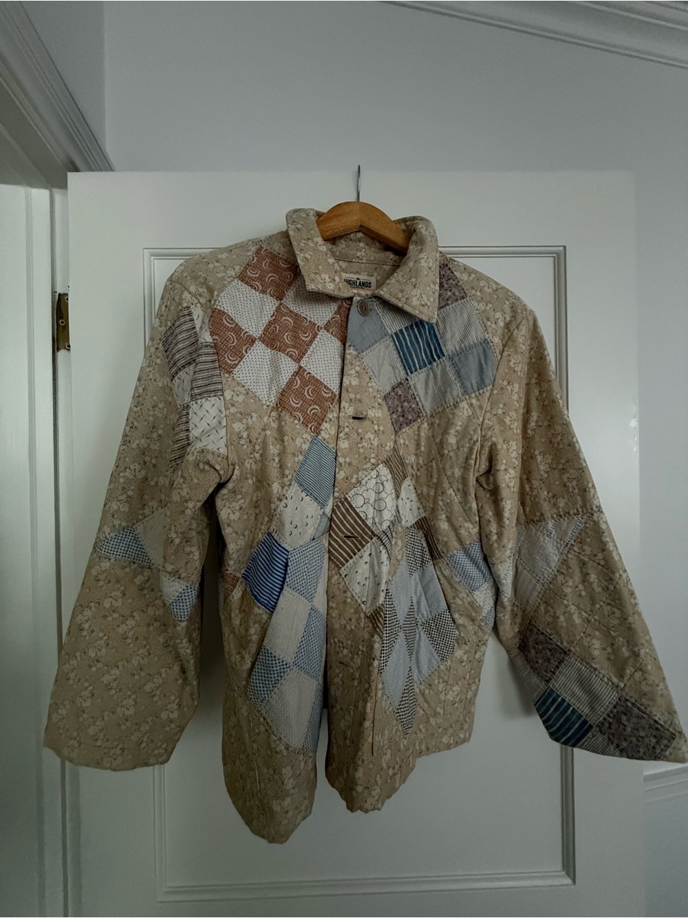Patchwork Quilted Beige Men's Jacket